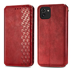 Custodia Portafoglio In Pelle Cover con Supporto S01D per Samsung Galaxy A03 Rosso