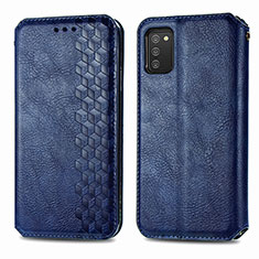 Custodia Portafoglio In Pelle Cover con Supporto S01D per Samsung Galaxy A03s Blu