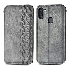 Custodia Portafoglio In Pelle Cover con Supporto S01D per Samsung Galaxy A11 Grigio