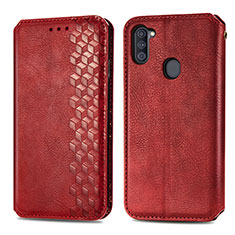 Custodia Portafoglio In Pelle Cover con Supporto S01D per Samsung Galaxy A11 Rosso