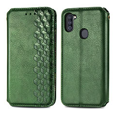 Custodia Portafoglio In Pelle Cover con Supporto S01D per Samsung Galaxy A11 Verde