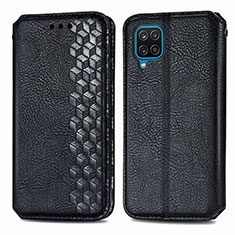 Custodia Portafoglio In Pelle Cover con Supporto S01D per Samsung Galaxy A12 Nacho Nero