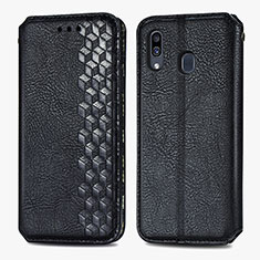 Custodia Portafoglio In Pelle Cover con Supporto S01D per Samsung Galaxy A20 Nero