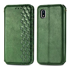 Custodia Portafoglio In Pelle Cover con Supporto S01D per Samsung Galaxy A20 SC-02M SCV46 Verde