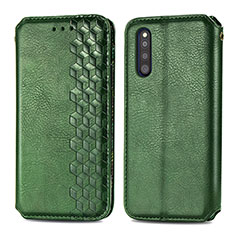 Custodia Portafoglio In Pelle Cover con Supporto S01D per Samsung Galaxy A41 SC-41A Verde