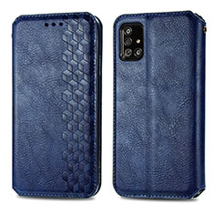 Custodia Portafoglio In Pelle Cover con Supporto S01D per Samsung Galaxy A71 4G A715 Blu
