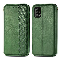 Custodia Portafoglio In Pelle Cover con Supporto S01D per Samsung Galaxy A71 4G A715 Verde