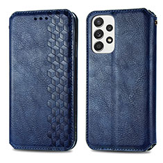 Custodia Portafoglio In Pelle Cover con Supporto S01D per Samsung Galaxy A73 5G Blu