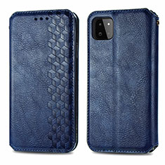 Custodia Portafoglio In Pelle Cover con Supporto S01D per Samsung Galaxy F42 5G Blu