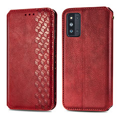 Custodia Portafoglio In Pelle Cover con Supporto S01D per Samsung Galaxy F52 5G Rosso