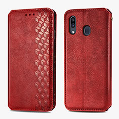 Custodia Portafoglio In Pelle Cover con Supporto S01D per Samsung Galaxy M10S Rosso