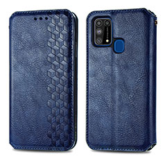 Custodia Portafoglio In Pelle Cover con Supporto S01D per Samsung Galaxy M21s Blu