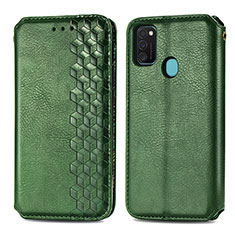 Custodia Portafoglio In Pelle Cover con Supporto S01D per Samsung Galaxy M30s Verde