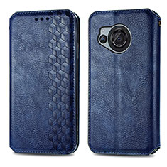 Custodia Portafoglio In Pelle Cover con Supporto S01D per Sharp Aquos R8 Blu