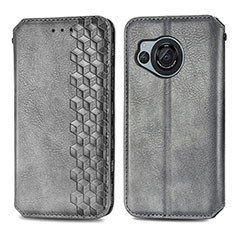 Custodia Portafoglio In Pelle Cover con Supporto S01D per Sharp Aquos R8 Grigio