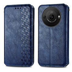 Custodia Portafoglio In Pelle Cover con Supporto S01D per Sharp Aquos R8 Pro Blu