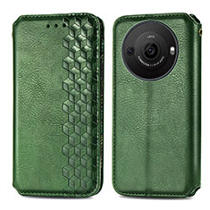 Custodia Portafoglio In Pelle Cover con Supporto S01D per Sharp Aquos R8 Pro Verde