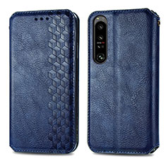 Custodia Portafoglio In Pelle Cover con Supporto S01D per Sony Xperia 1 IV Blu