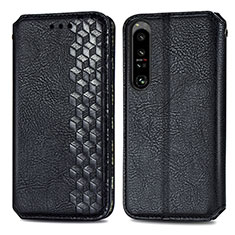 Custodia Portafoglio In Pelle Cover con Supporto S01D per Sony Xperia 1 IV Nero