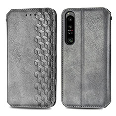 Custodia Portafoglio In Pelle Cover con Supporto S01D per Sony Xperia 1 IV SO-51C Grigio