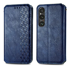 Custodia Portafoglio In Pelle Cover con Supporto S01D per Sony Xperia 1 V Blu