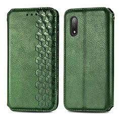 Custodia Portafoglio In Pelle Cover con Supporto S01D per Sony Xperia Ace II Verde