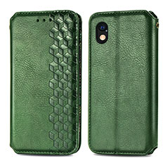 Custodia Portafoglio In Pelle Cover con Supporto S01D per Sony Xperia Ace III SO-53C Verde