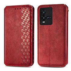 Custodia Portafoglio In Pelle Cover con Supporto S01D per Vivo iQOO 9T 5G Rosso