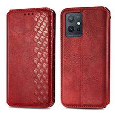 Custodia Portafoglio In Pelle Cover con Supporto S01D per Vivo T1 5G India Rosso