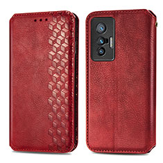 Custodia Portafoglio In Pelle Cover con Supporto S01D per Vivo X70 5G Rosso