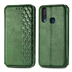 Custodia Portafoglio In Pelle Cover con Supporto S01D per Vivo Y11 Verde