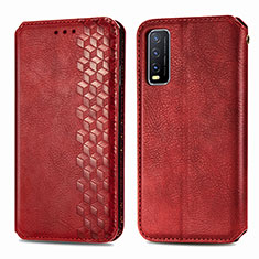 Custodia Portafoglio In Pelle Cover con Supporto S01D per Vivo Y12A Rosso