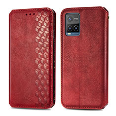 Custodia Portafoglio In Pelle Cover con Supporto S01D per Vivo Y32 4G Rosso