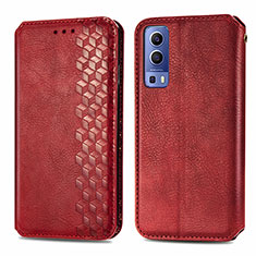 Custodia Portafoglio In Pelle Cover con Supporto S01D per Vivo Y52 5G Rosso