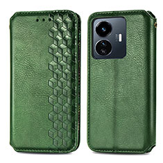 Custodia Portafoglio In Pelle Cover con Supporto S01D per Vivo Y77e t1 Verde