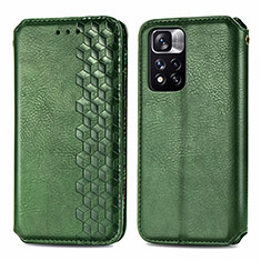 Custodia Portafoglio In Pelle Cover con Supporto S01D per Xiaomi Mi 11i 5G (2022) Verde