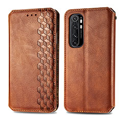 Custodia Portafoglio In Pelle Cover con Supporto S01D per Xiaomi Mi Note 10 Lite Marrone