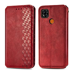 Custodia Portafoglio In Pelle Cover con Supporto S01D per Xiaomi POCO C3 Rosso