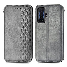 Custodia Portafoglio In Pelle Cover con Supporto S01D per Xiaomi Poco F4 GT 5G Grigio