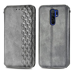 Custodia Portafoglio In Pelle Cover con Supporto S01D per Xiaomi Poco M2 Grigio