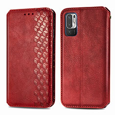 Custodia Portafoglio In Pelle Cover con Supporto S01D per Xiaomi POCO M3 Pro 5G Rosso