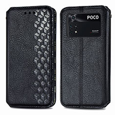 Custodia Portafoglio In Pelle Cover con Supporto S01D per Xiaomi Poco M4 Pro 4G Nero