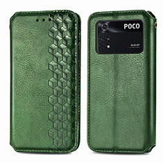 Custodia Portafoglio In Pelle Cover con Supporto S01D per Xiaomi Poco M4 Pro 4G Verde