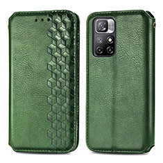 Custodia Portafoglio In Pelle Cover con Supporto S01D per Xiaomi Poco M4 Pro 5G Verde