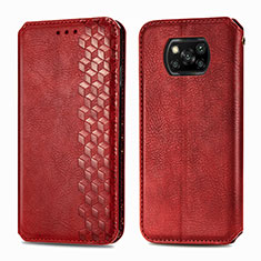 Custodia Portafoglio In Pelle Cover con Supporto S01D per Xiaomi Poco X3 NFC Rosso