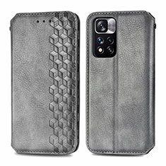 Custodia Portafoglio In Pelle Cover con Supporto S01D per Xiaomi Poco X4 NFC Grigio