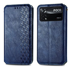 Custodia Portafoglio In Pelle Cover con Supporto S01D per Xiaomi Poco X4 Pro 5G Blu