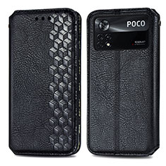 Custodia Portafoglio In Pelle Cover con Supporto S01D per Xiaomi Poco X4 Pro 5G Nero