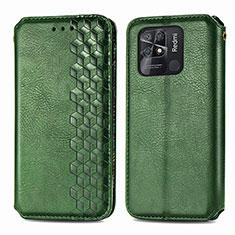 Custodia Portafoglio In Pelle Cover con Supporto S01D per Xiaomi Redmi 10C 4G Verde