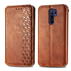 Custodia Portafoglio In Pelle Cover con Supporto S01D per Xiaomi Redmi 9 Marrone